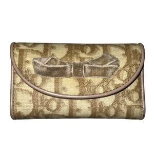 CHRISTIAN DIOR 4 Hooks Key Holder Trotter Canvas Leather Beige/Cream